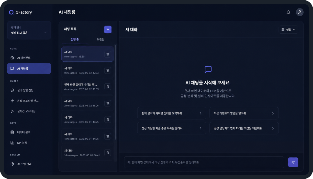 QFactory manufacturing AI operations dashboard